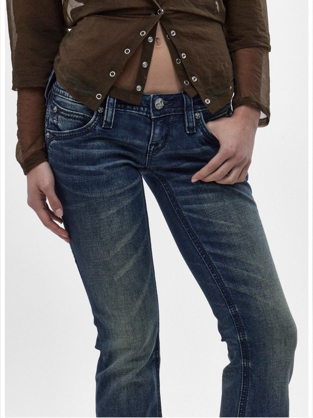 Rock Revival Gwen Super Low-rise Bootcut Jeans in Dark Wash